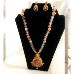 CBHJ19 Pastel Peach Beads with Gold Pendant