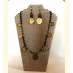 CBHJ20 Brown and Black Beads with Coins