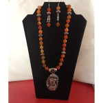 CBHJ51 Sunset color beads with silver buddha pendant