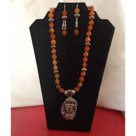 CBHJ51 Sunset color beads with silver buddha pendant